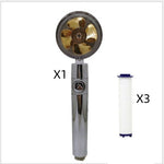 Propeller Turbo High Pressure Shower Head with Stop Button & Cotton Filter – Water Saving Handheld ABS Bathroom Nozzle